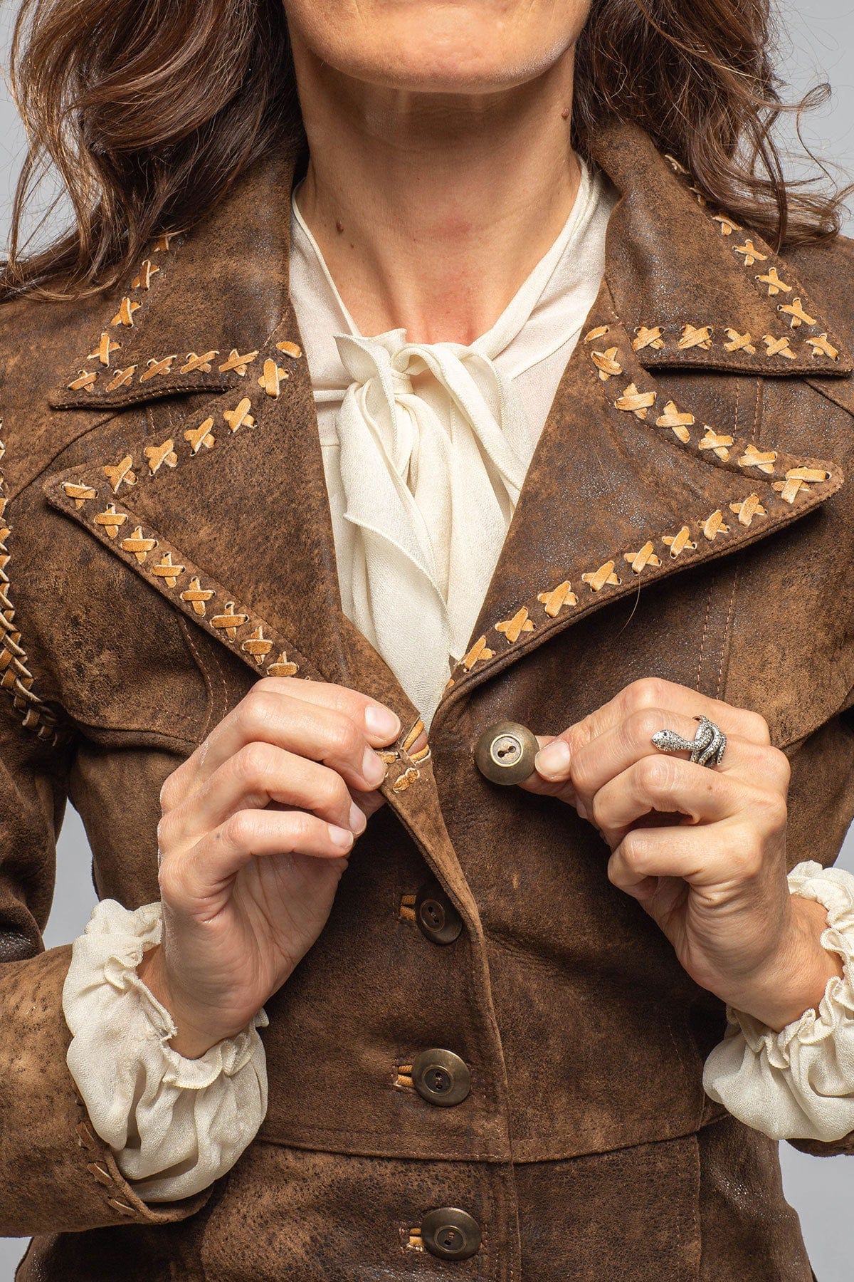 Alan Michael Camy Short Hand-Stitched Lambskin Jacket Ladies - Outerwear - Leather