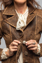 Alan Michael Kellie Distressed Lambskin Jacket In Vintage Brown Ladies - Outerwear - Leather