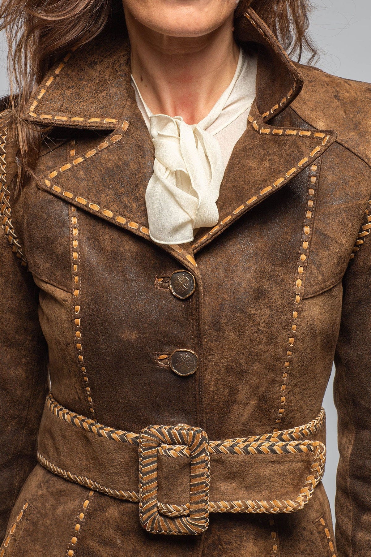 Alan Michael Kellie Distressed Lambskin Jacket In Vintage Brown Ladies - Outerwear - Leather