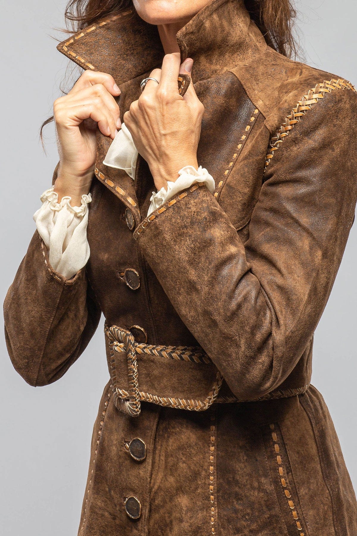 Alan Michael Kellie Distressed Lambskin Jacket In Vintage Brown Ladies - Outerwear - Leather