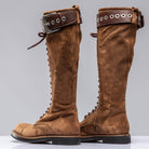 Alps Tall Lace Up Boot W/ Buckle In Cognac Suede - AXEL'S