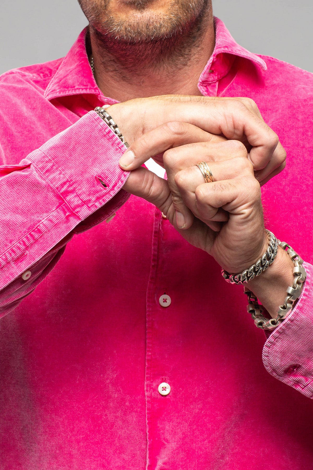 Elbert Corduroy Shirt In Fuchsia - AXEL'S