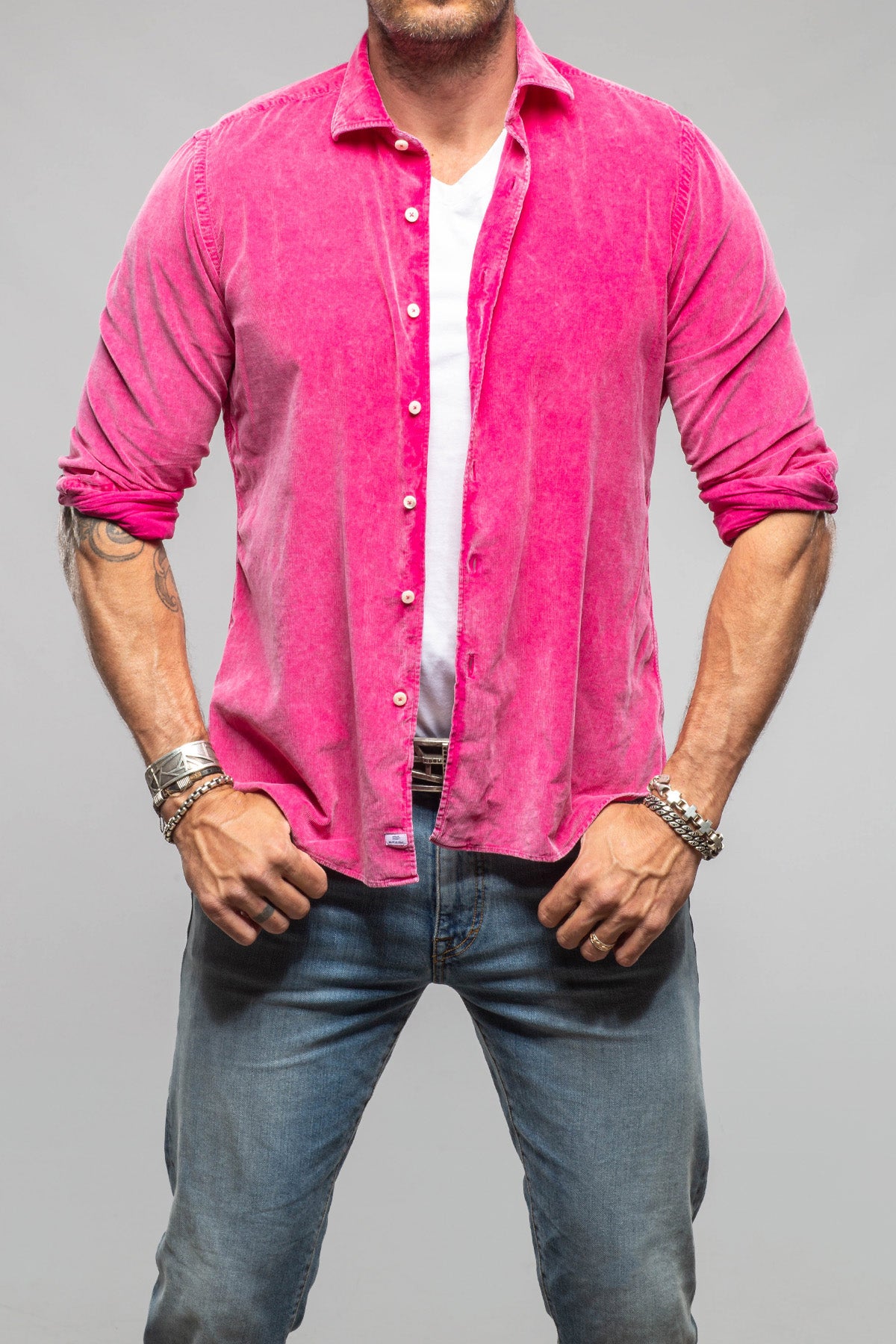 Elbert Corduroy Shirt In Fuchsia - AXEL'S