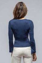 Alisa Ribbed Crew Neck Top in Navy - AXEL'S