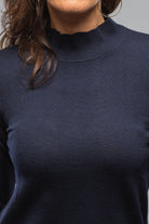 Aster Mock Neck Top In Navy - AXEL'S