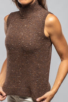 Beata Sleeveless Mock Neck Top In Ebony Melange - AXEL'S