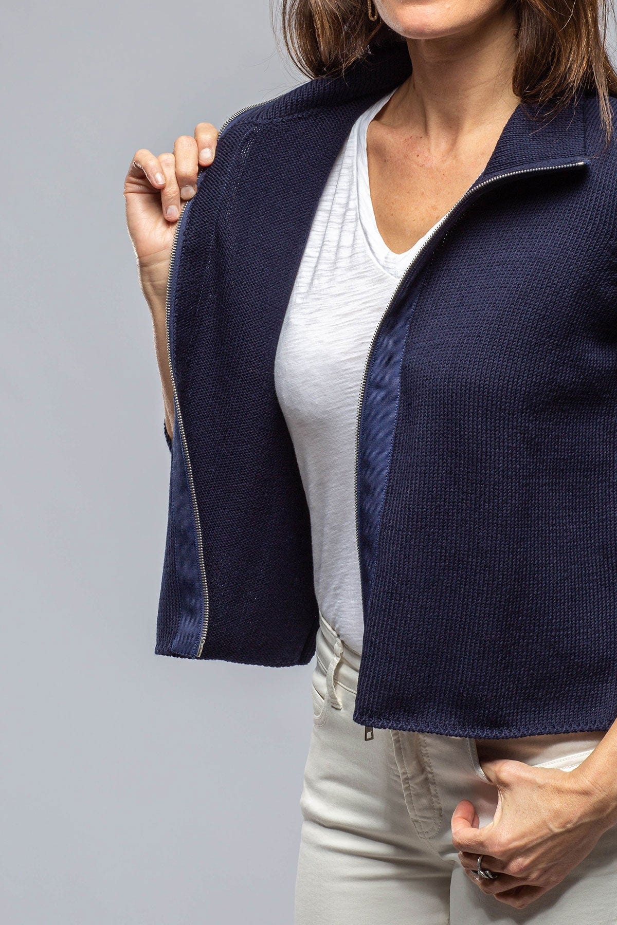 Crete Zip Sweater In Navy - AXEL'S