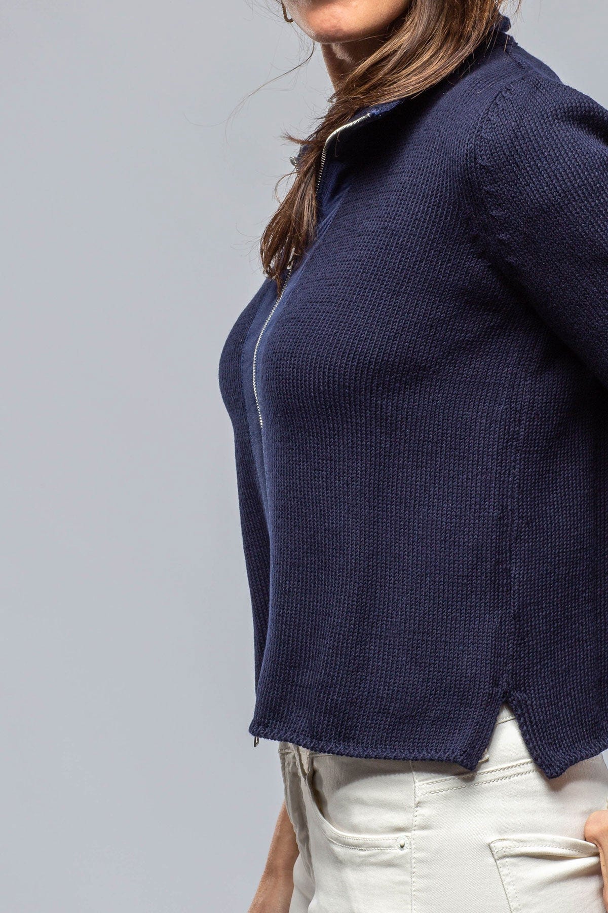 Crete Zip Sweater In Navy - AXEL'S