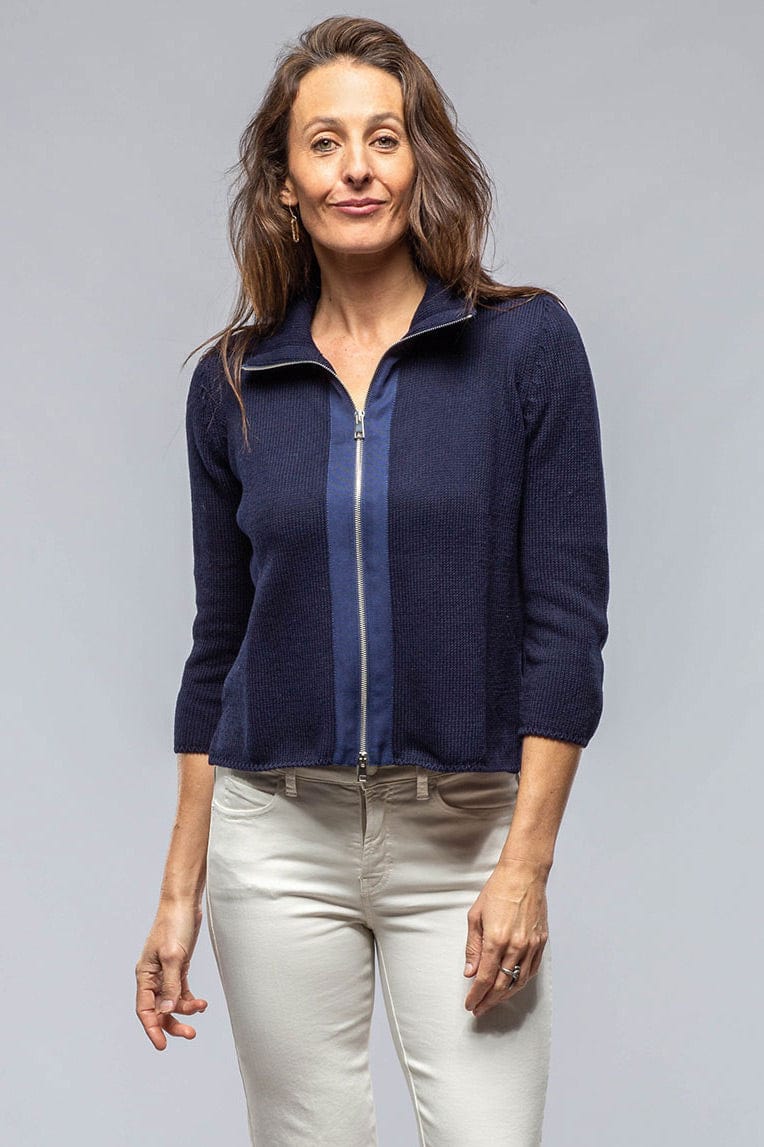 Crete Zip Sweater In Navy - AXEL'S