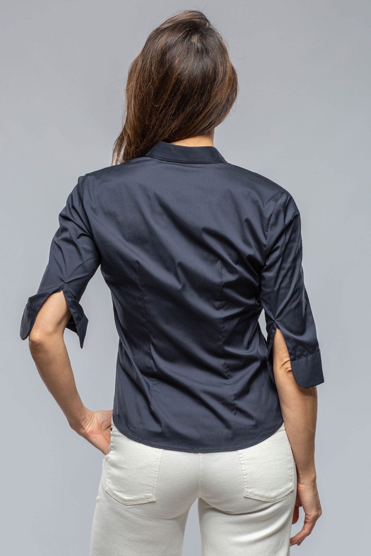 Giornata Cotton Stretch Shirt In Navy - AXEL'S