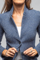 Litta Chevron Knit Jacket In Denim - AXEL'S