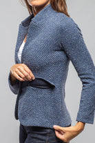 Litta Chevron Knit Jacket In Denim - AXEL'S