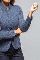 Litta Chevron Knit Jacket In Denim - AXEL'S
