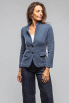 Litta Chevron Knit Jacket In Denim - AXEL'S