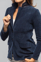 Voltaire Velvet Cord Blazer In Marine Navy - AXEL'S