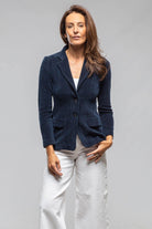 Voltaire Velvet Cord Blazer In Marine Navy - AXEL'S