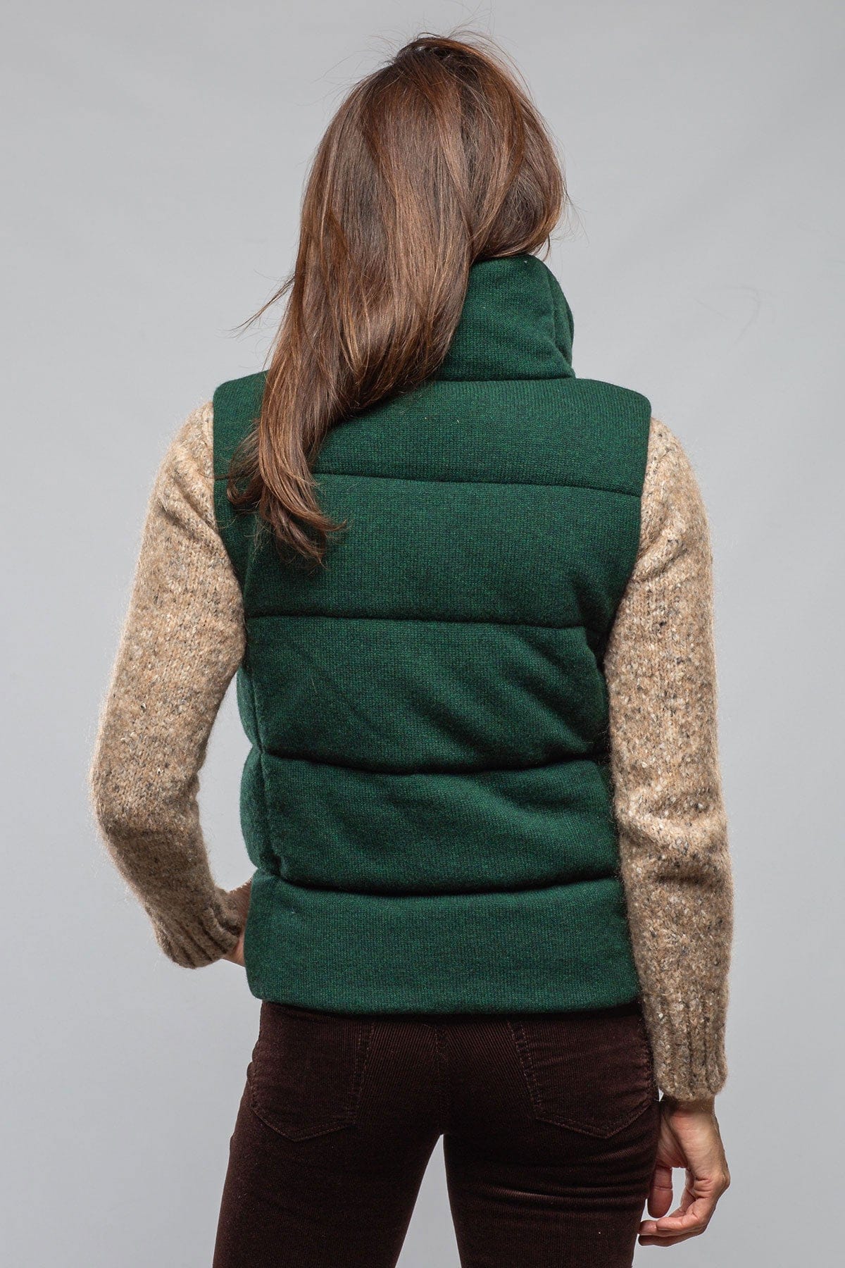 Amina Rubinacci Yeva Wool Cashmere Puffer Vest In Malachite Ladies - Outerwear - Cloth