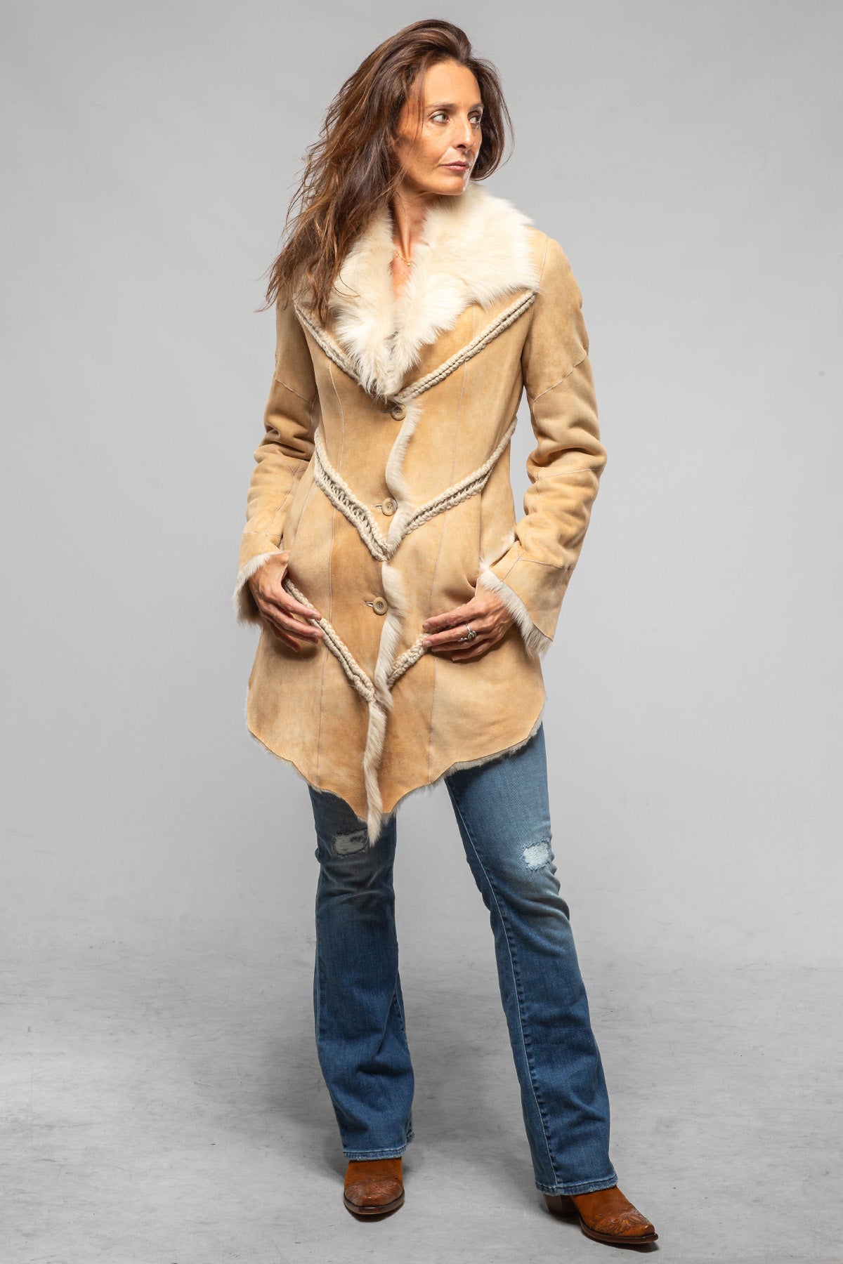 Amaya Shearling In Vintage Palomino - AXEL'S