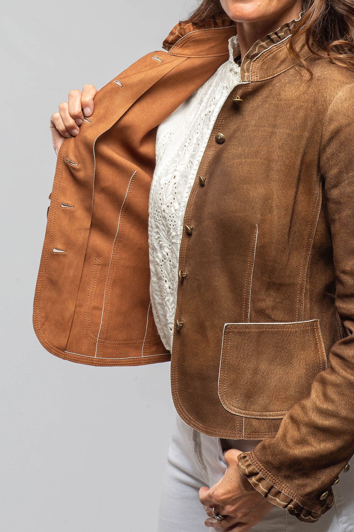 Bustle Back Jacket In Vintage Cognac - AXEL'S