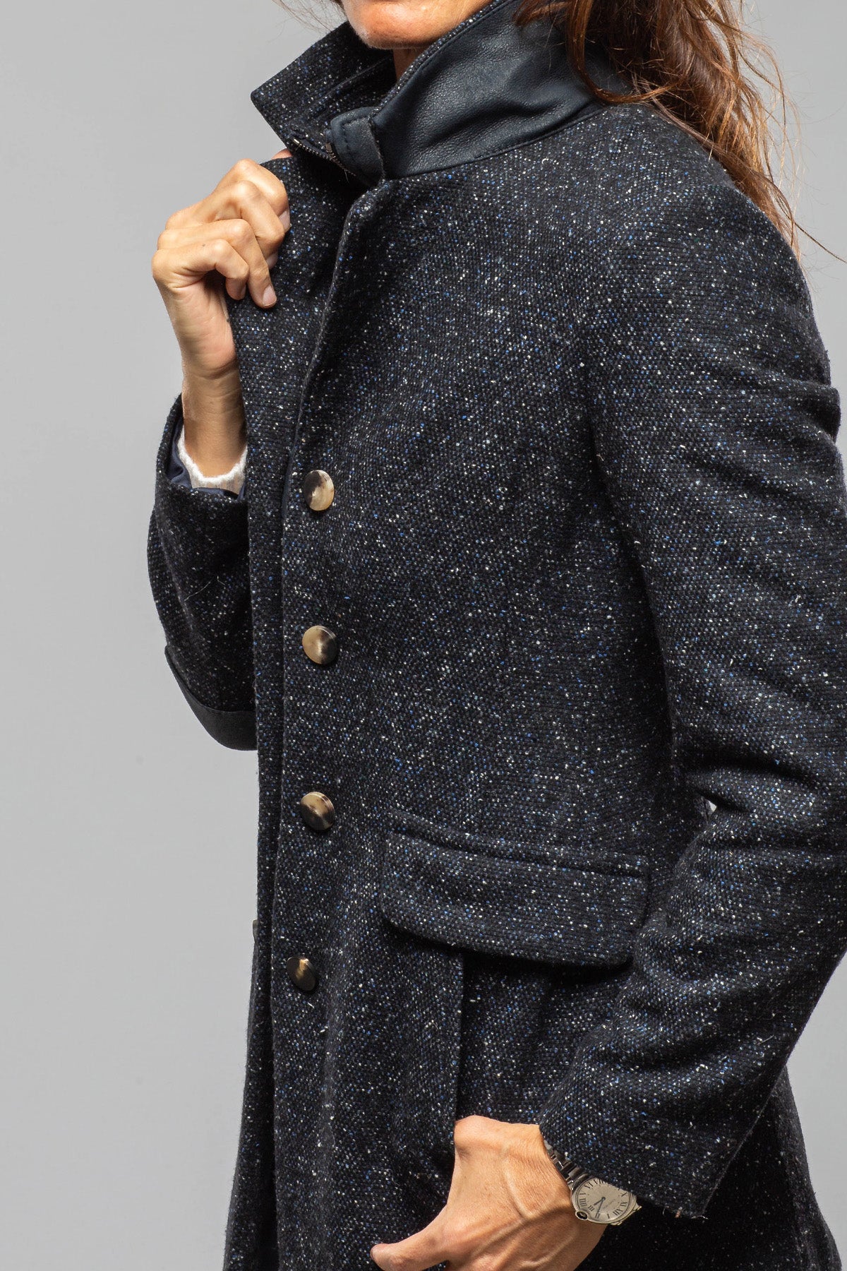 Derby Tweed Donegal Jacket In Midnight Blue Melange - AXEL'S