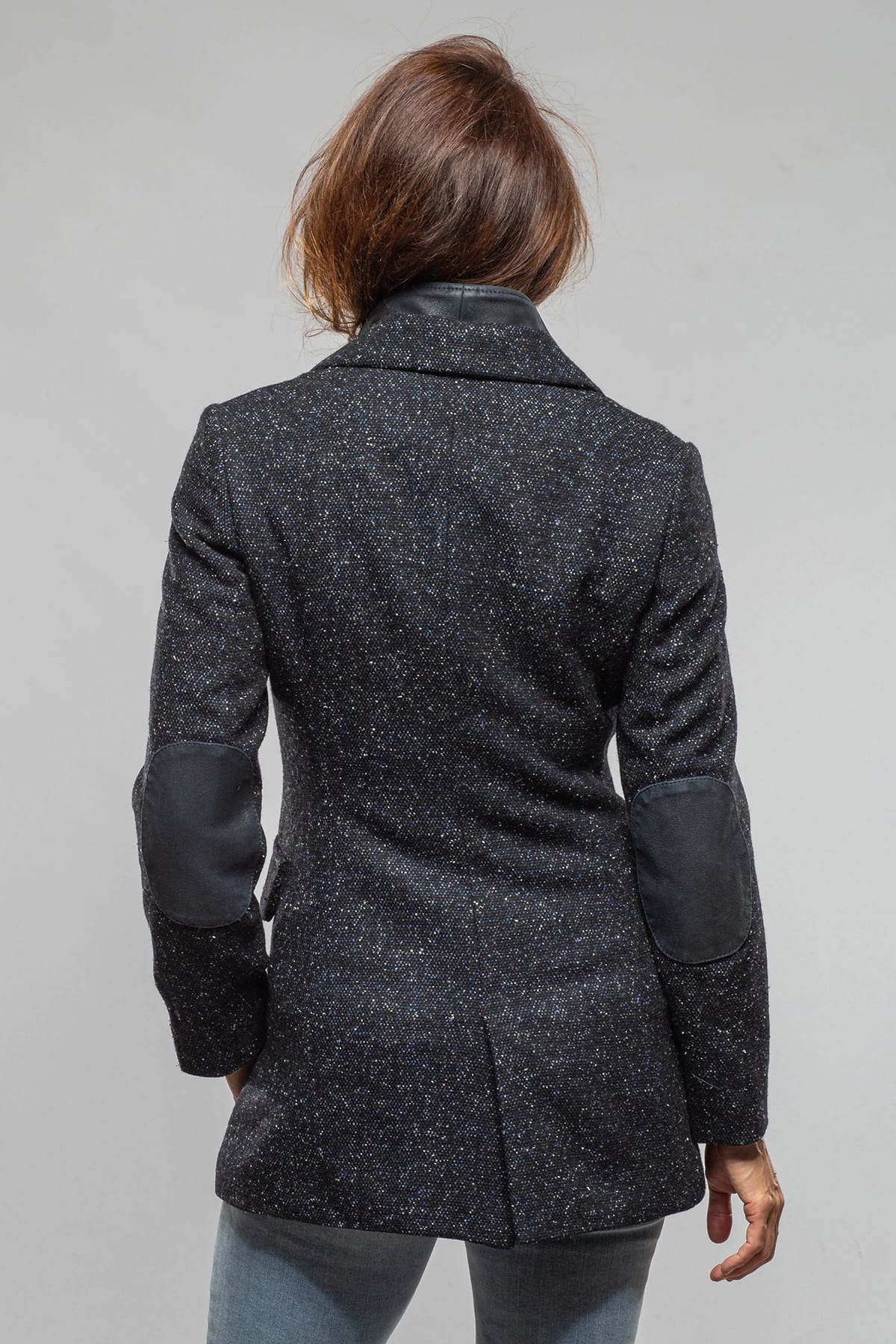 Artico Derby Tweed Donegal Jacket In Midnight Blue Melange Ladies - Outerwear - Cloth