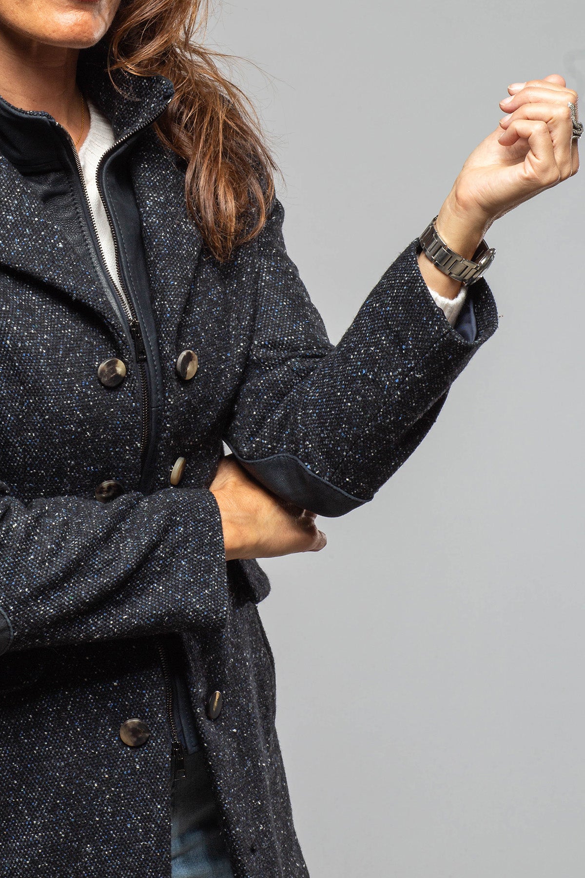 Derby Tweed Donegal Jacket In Midnight Blue Melange - AXEL'S