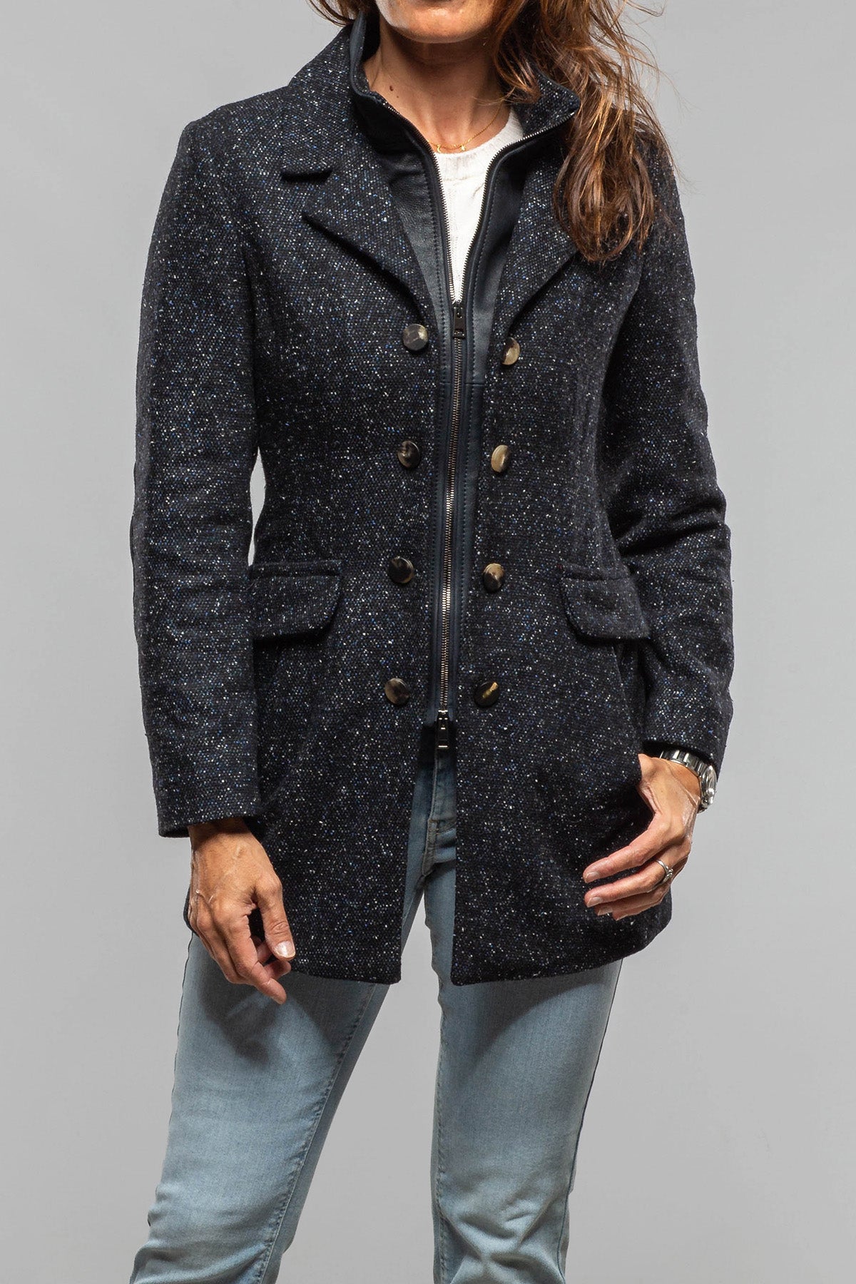 Derby Tweed Donegal Jacket In Midnight Blue Melange - AXEL'S