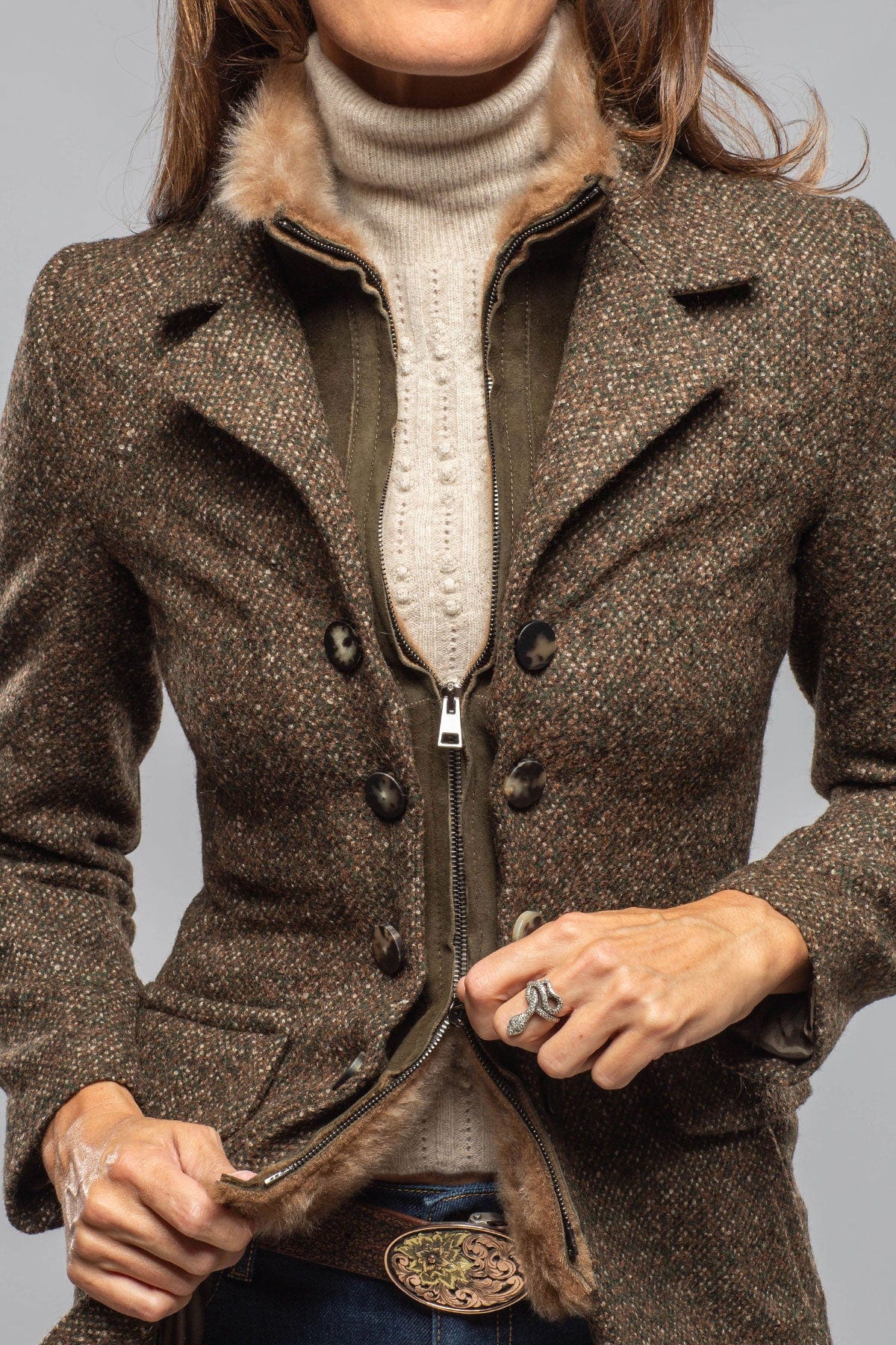 Derby Wool Donegal Jacket W/ Shearling Insert - AXEL'S