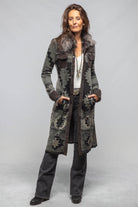 Dyani Aztec Knit & Shearling Sweater Coat In Moss Grey - AXEL'S
