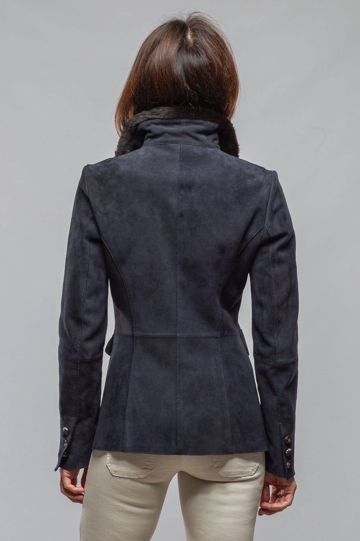 Artico Federica Suede Blazer In Navy Ladies - Outerwear - Leather