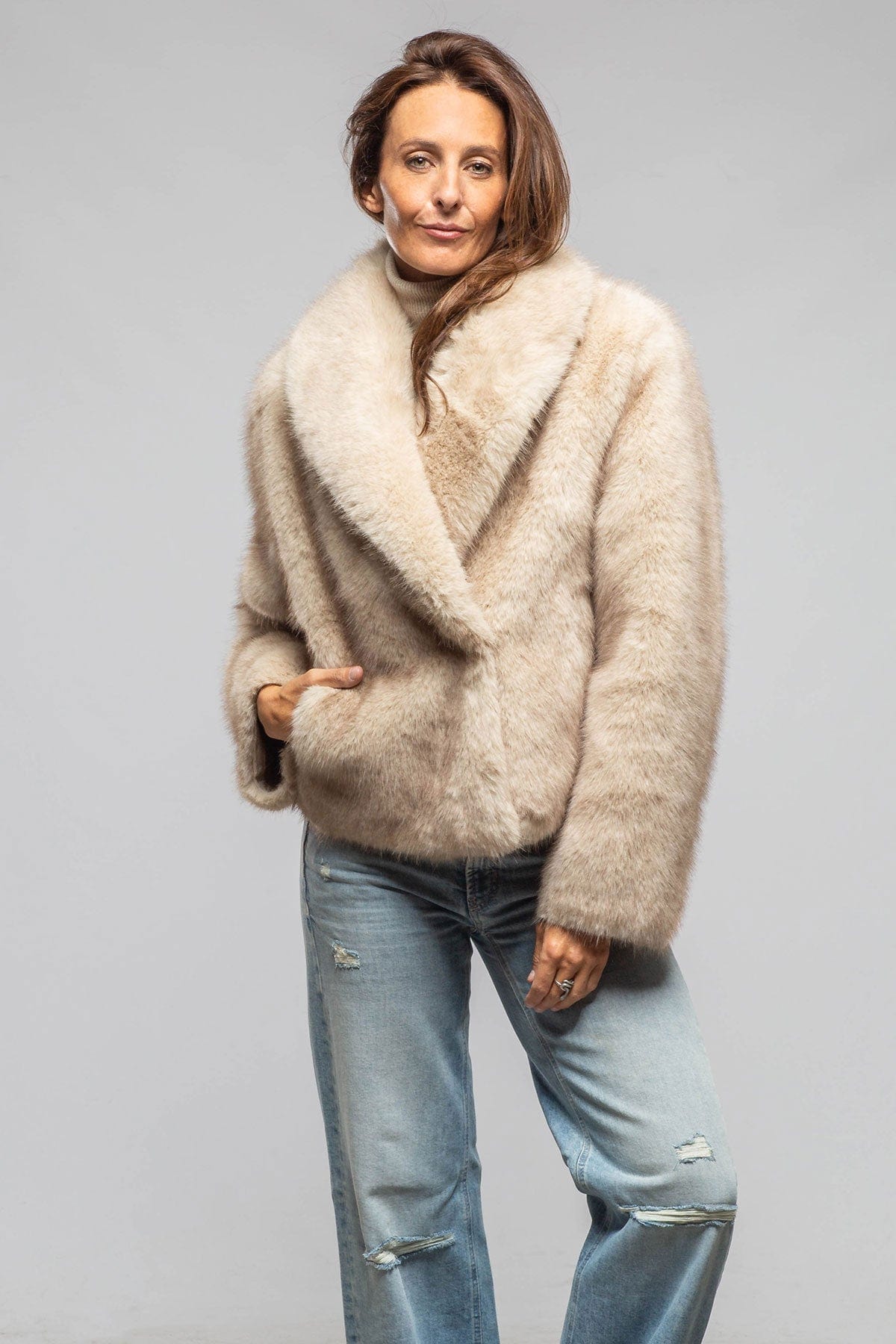 Gaia Eco Fur Reversible Shearling In Oatmeal - AXEL'S