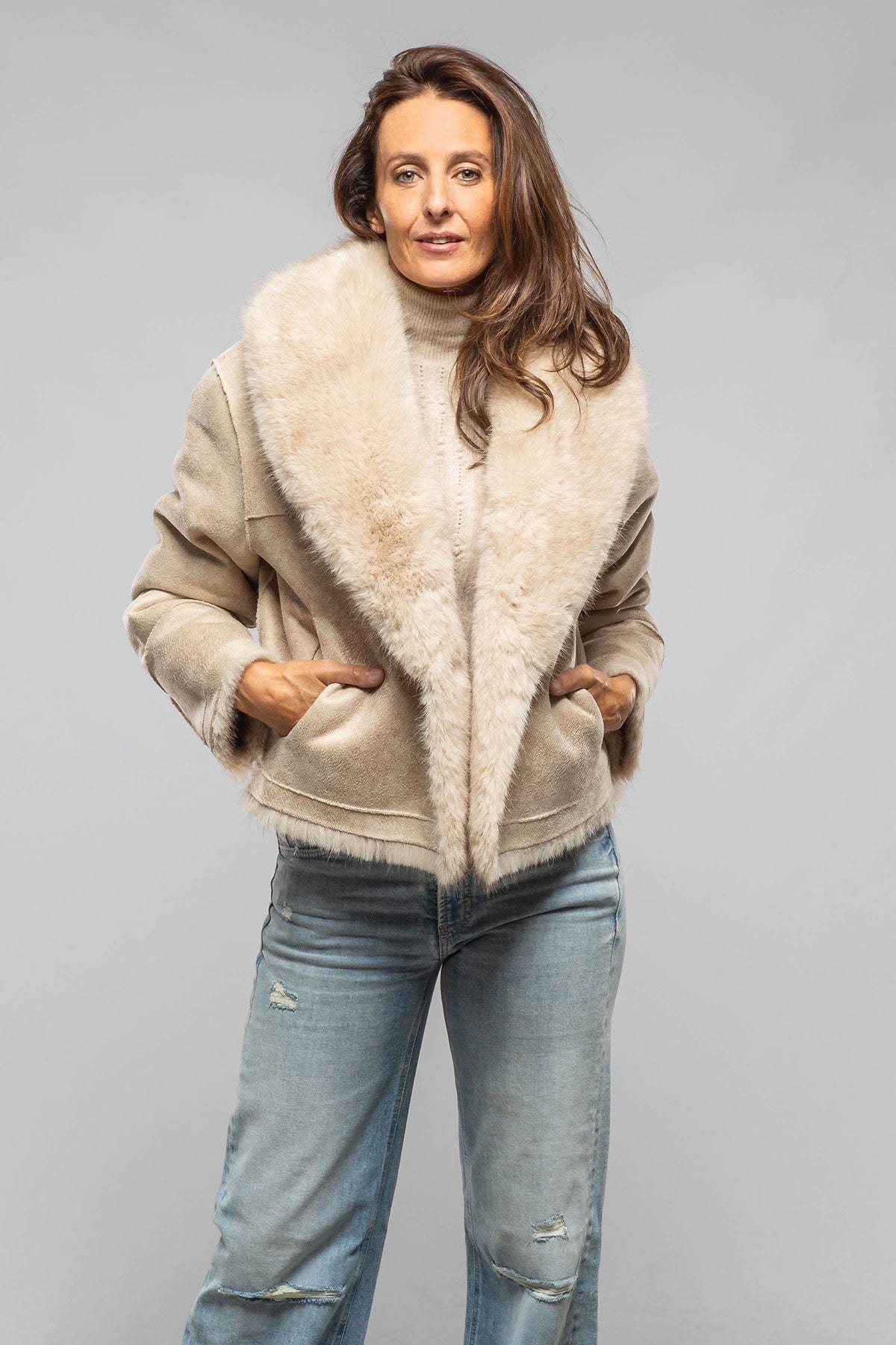 Gaia Eco Fur Reversible Shearling In Oatmeal - AXEL'S