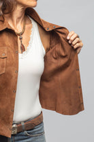 Jancy Suede Shirt W/ Hair-On-Hide In Chestnut - AXEL'S