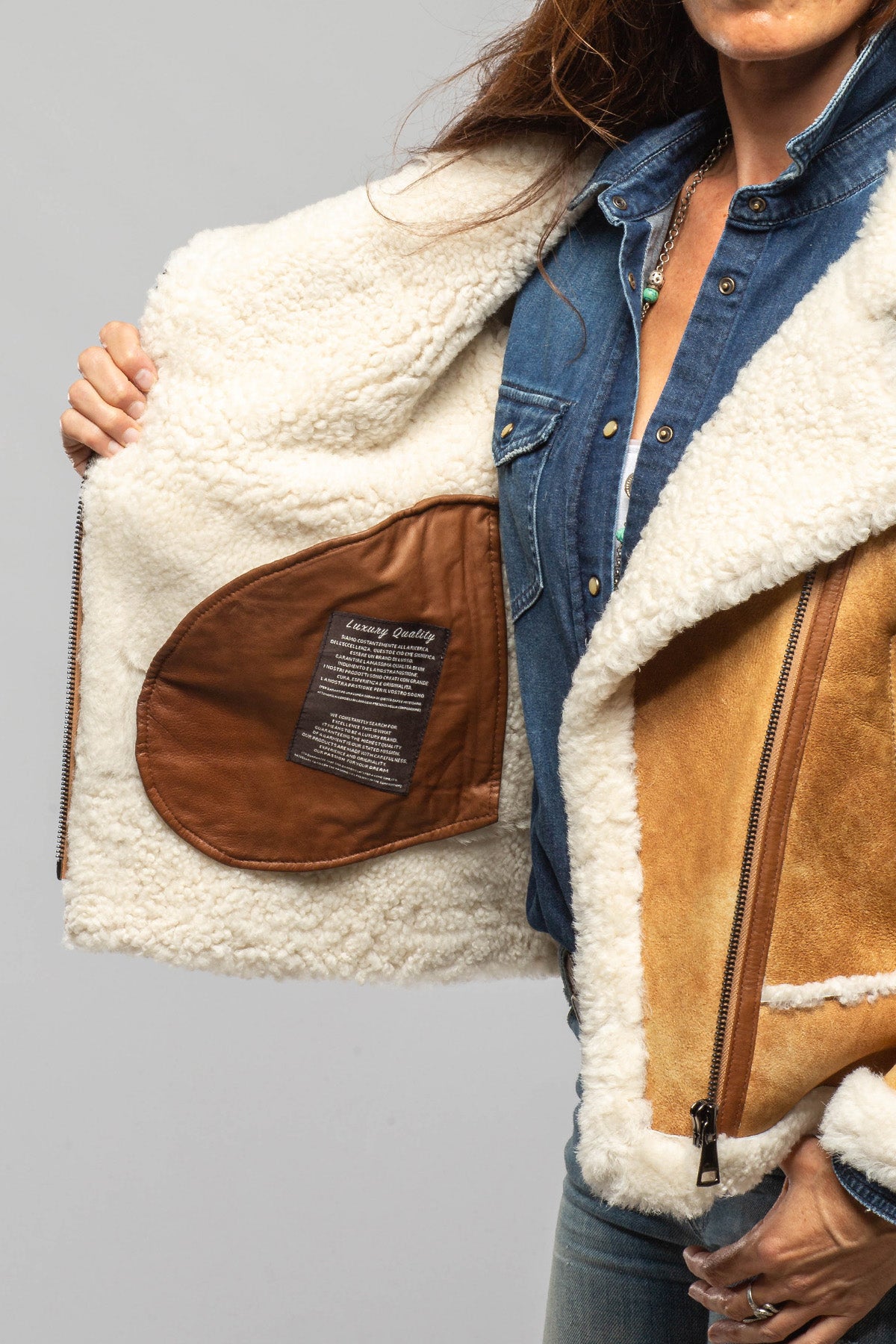 Kikka Shearling Bomber Jacket In Cognac - AXEL'S