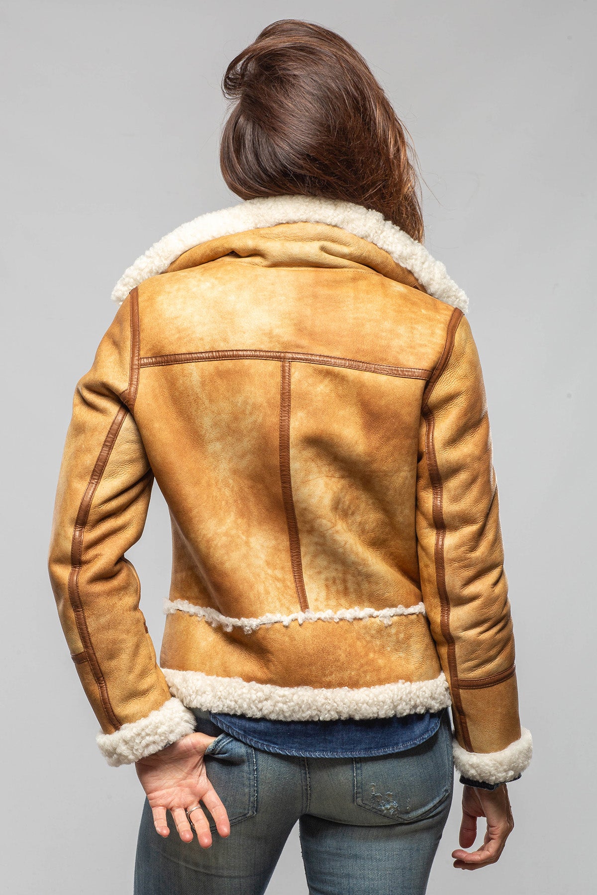 Kikka Shearling Bomber Jacket In Cognac - AXEL'S