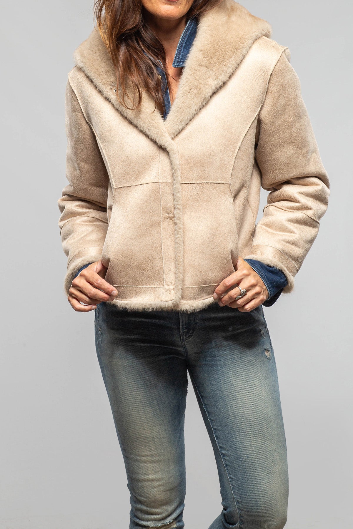 Marta Hooded Eco Mink Reversible Jacket In Natural - AXEL'S