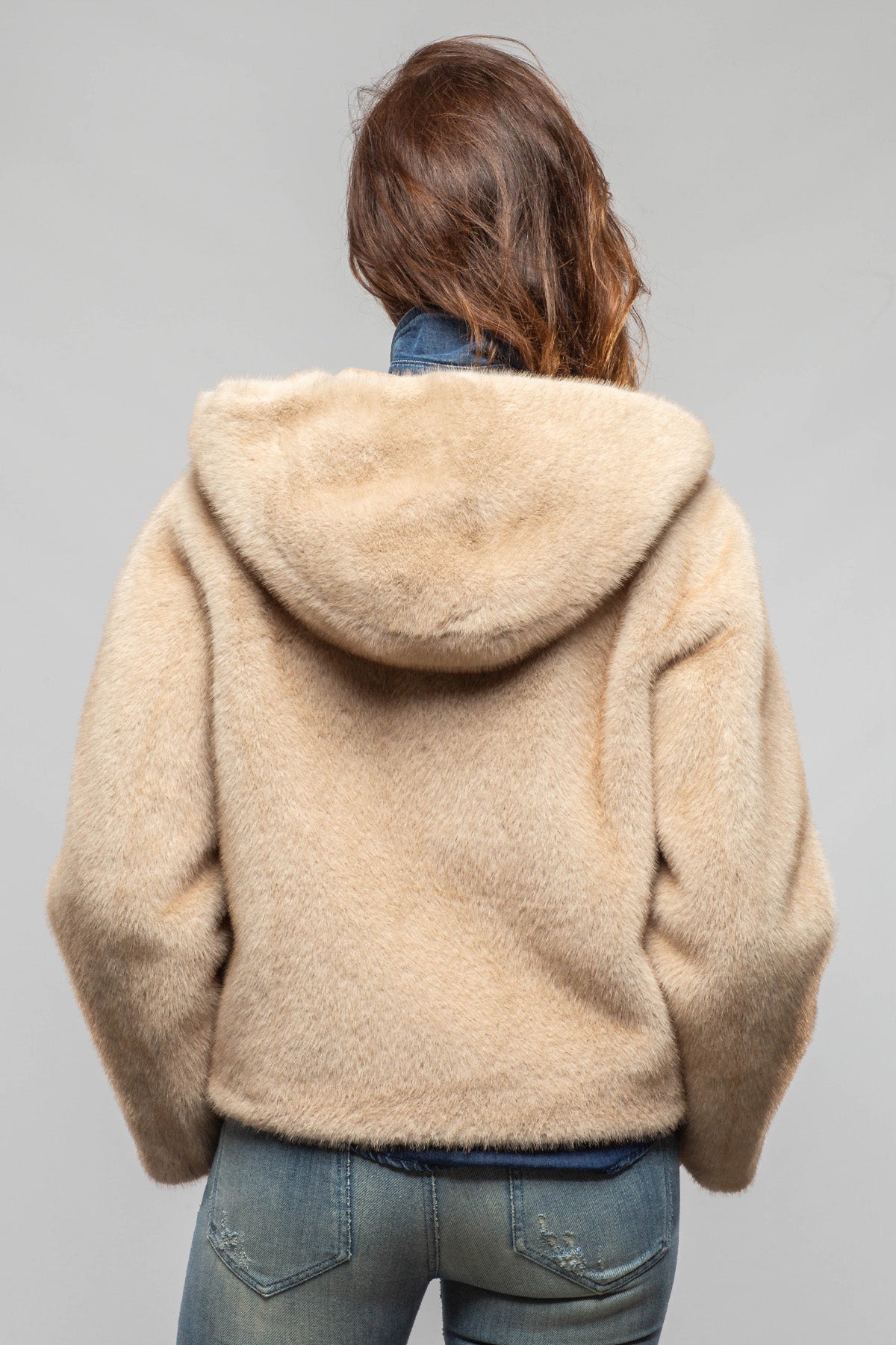 Marta Hooded Eco Mink Reversible Jacket In Natural - AXEL'S
