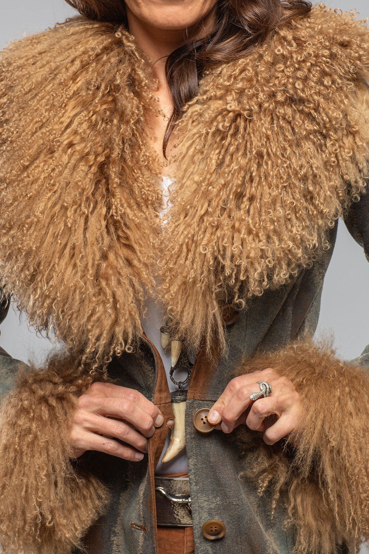 Artico Outlaw Denim & Suede Madras Coat Ladies - Outerwear - Shearling