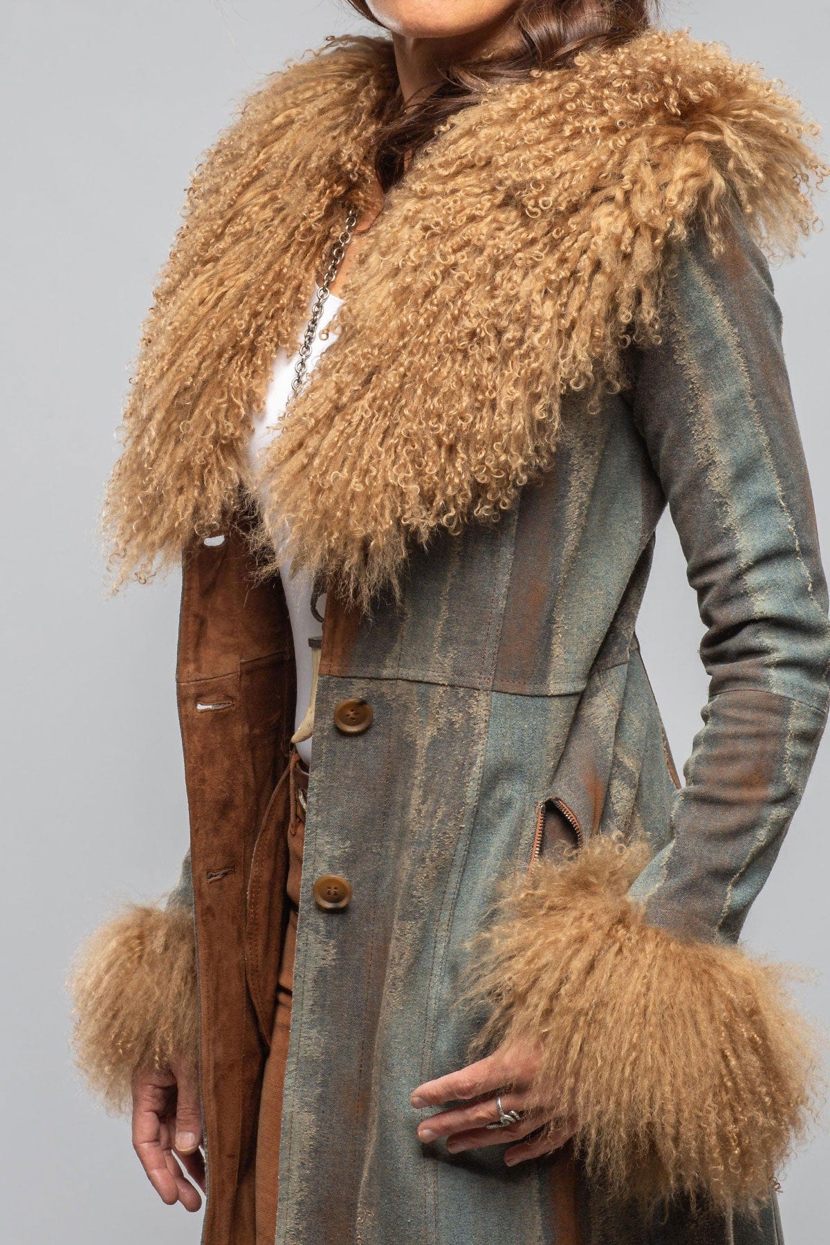 Artico Outlaw Denim & Suede Madras Coat Ladies - Outerwear - Shearling