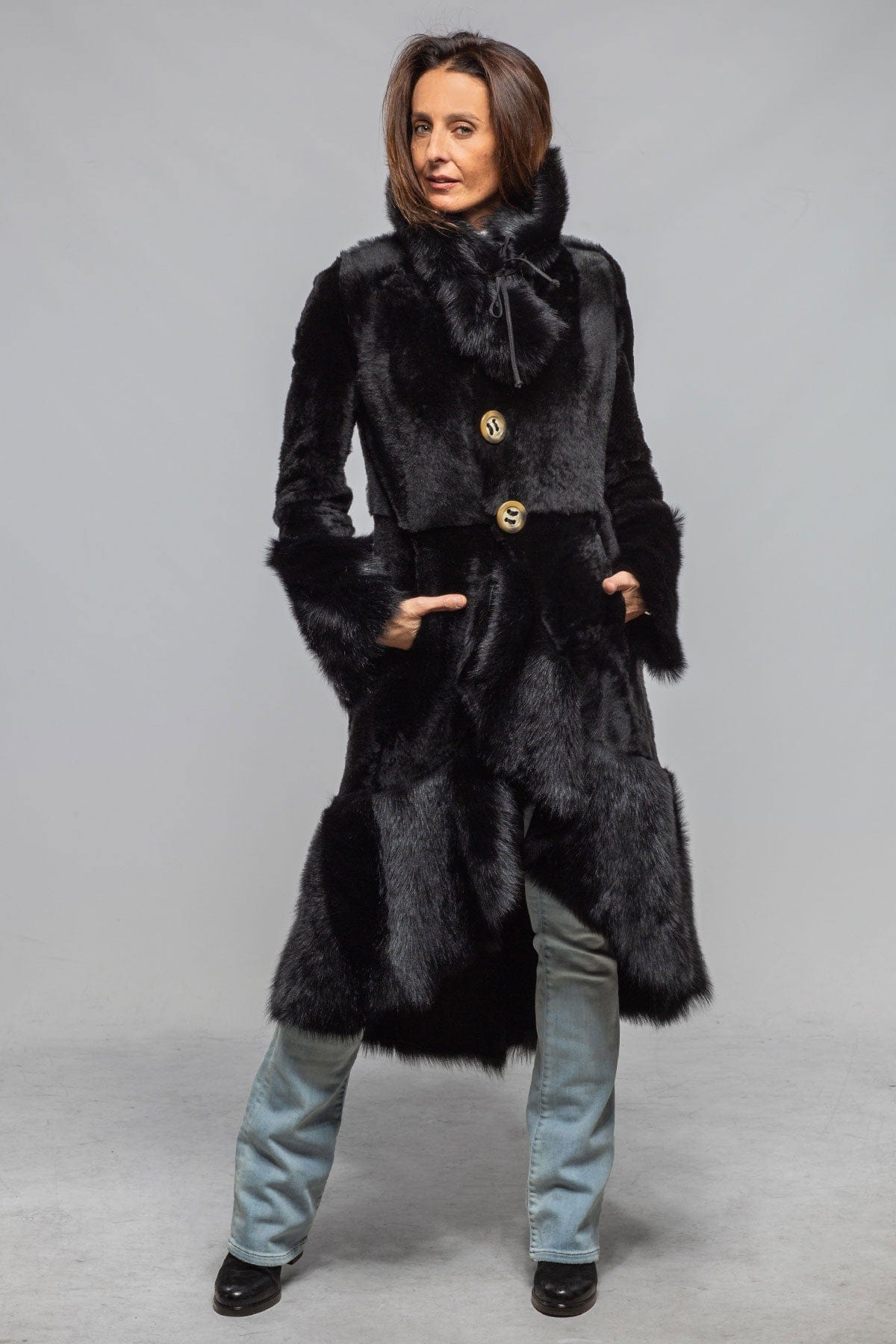 Artico Wild Reversible Long Shearling In Black Ladies - Outerwear - Shearling