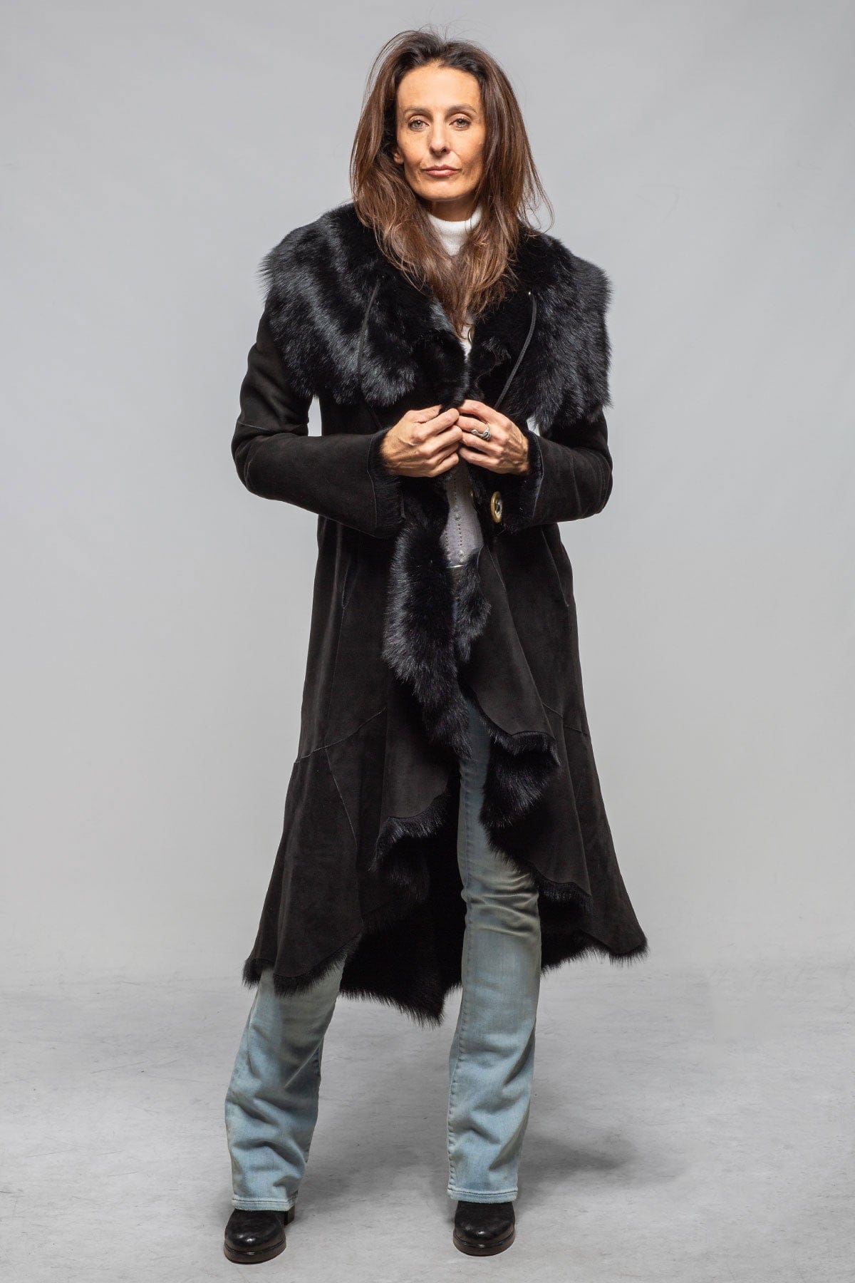 Artico Wild Reversible Long Shearling In Black Ladies - Outerwear - Shearling