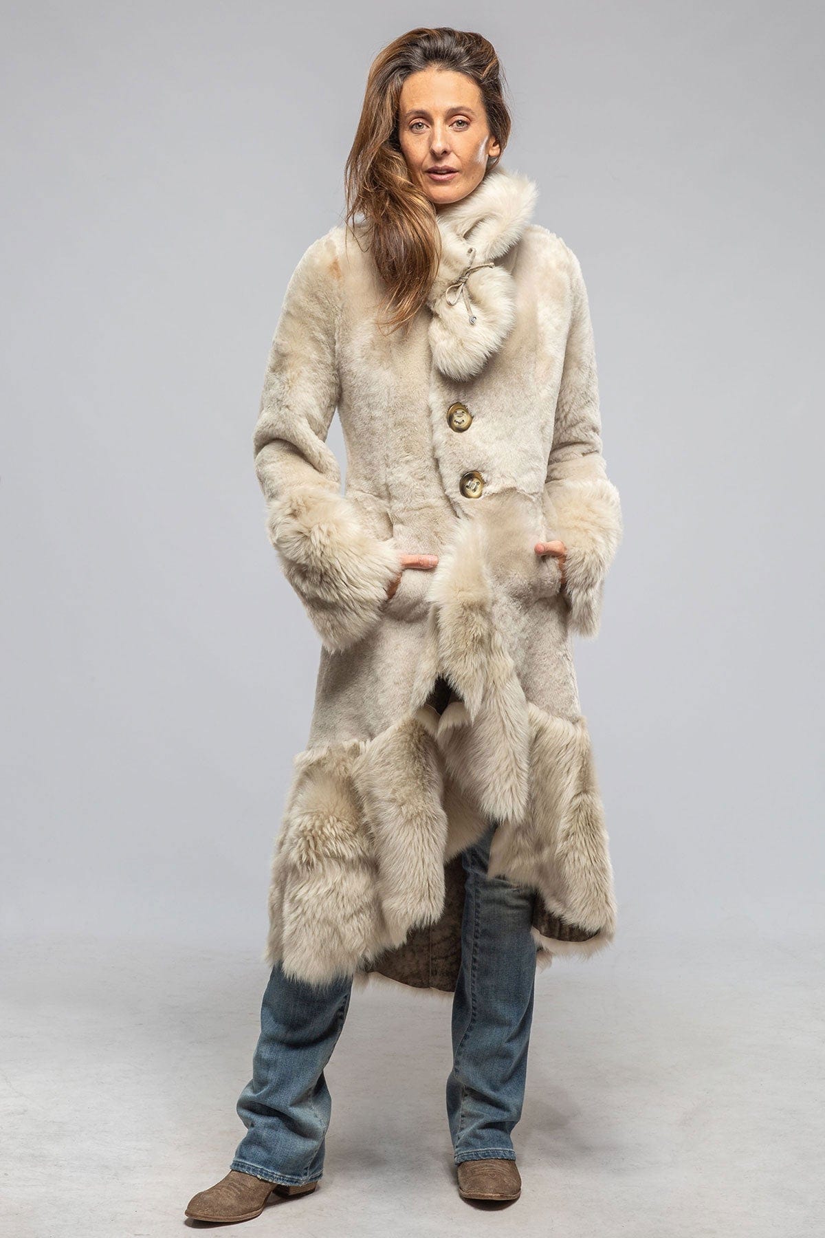 Wild Reversible Long Shearling In Icy Tundra - AXEL'S