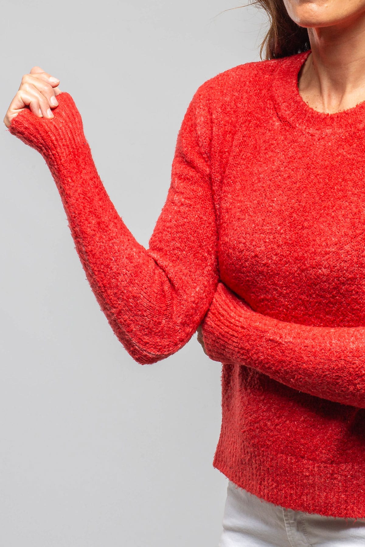 Avant Toi Bari Cropped Crew Neck Sweater In Nail Polish Red Ladies - Sweaters