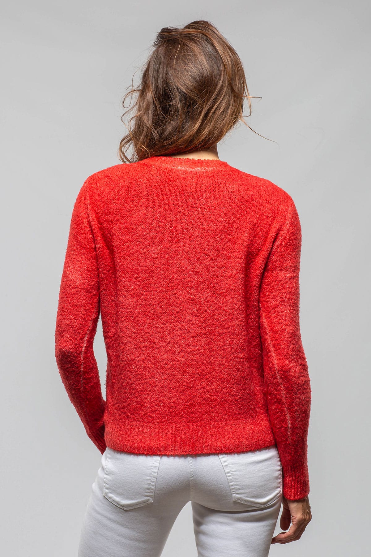 Avant Toi Bari Cropped Crew Neck Sweater In Nail Polish Red Ladies - Sweaters