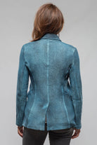 Borgo Painted Blazer In Dark Water - AXEL'S