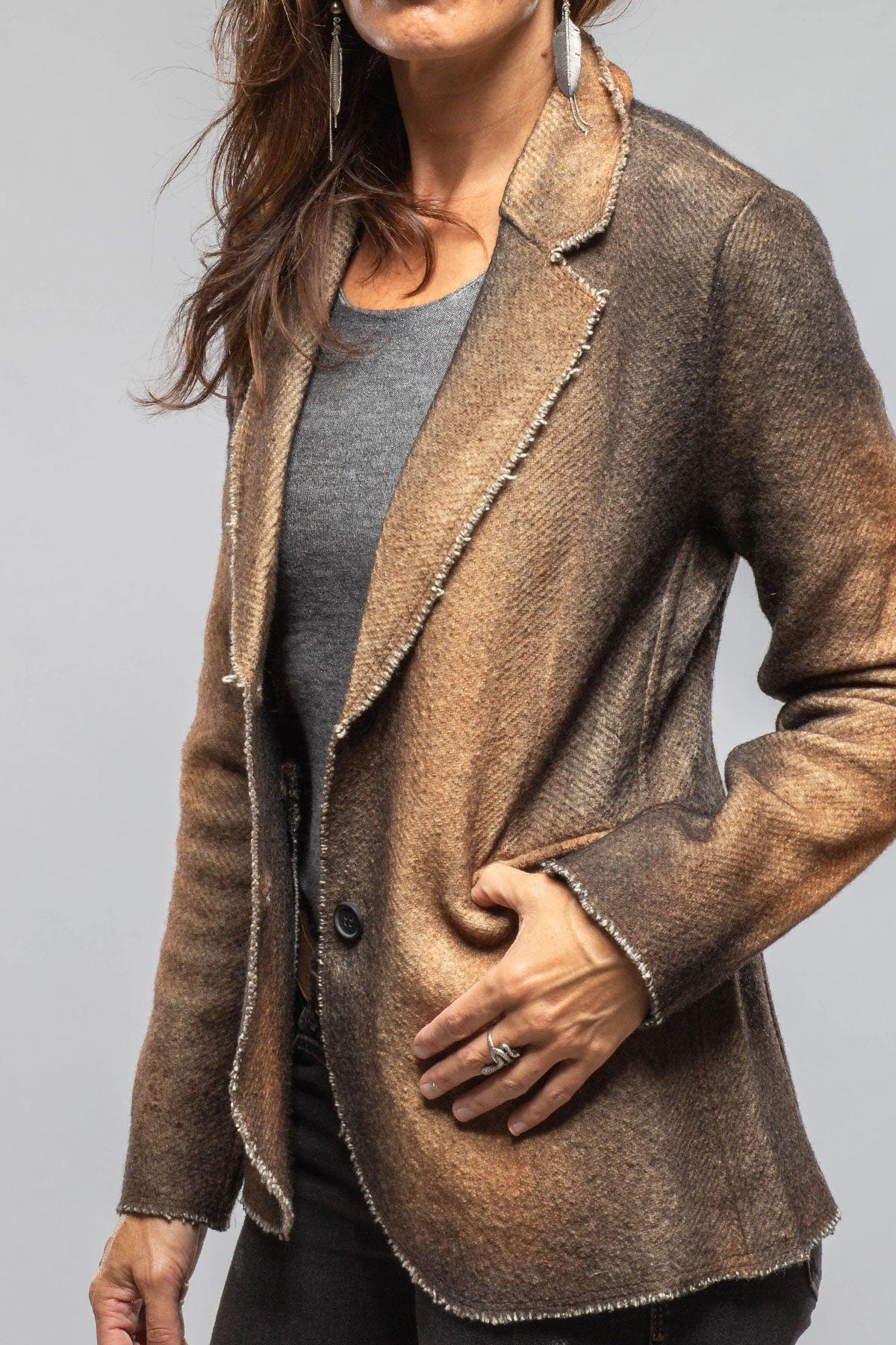 Davi Raw Edge Painted Blazer In Antelope - AXEL'S