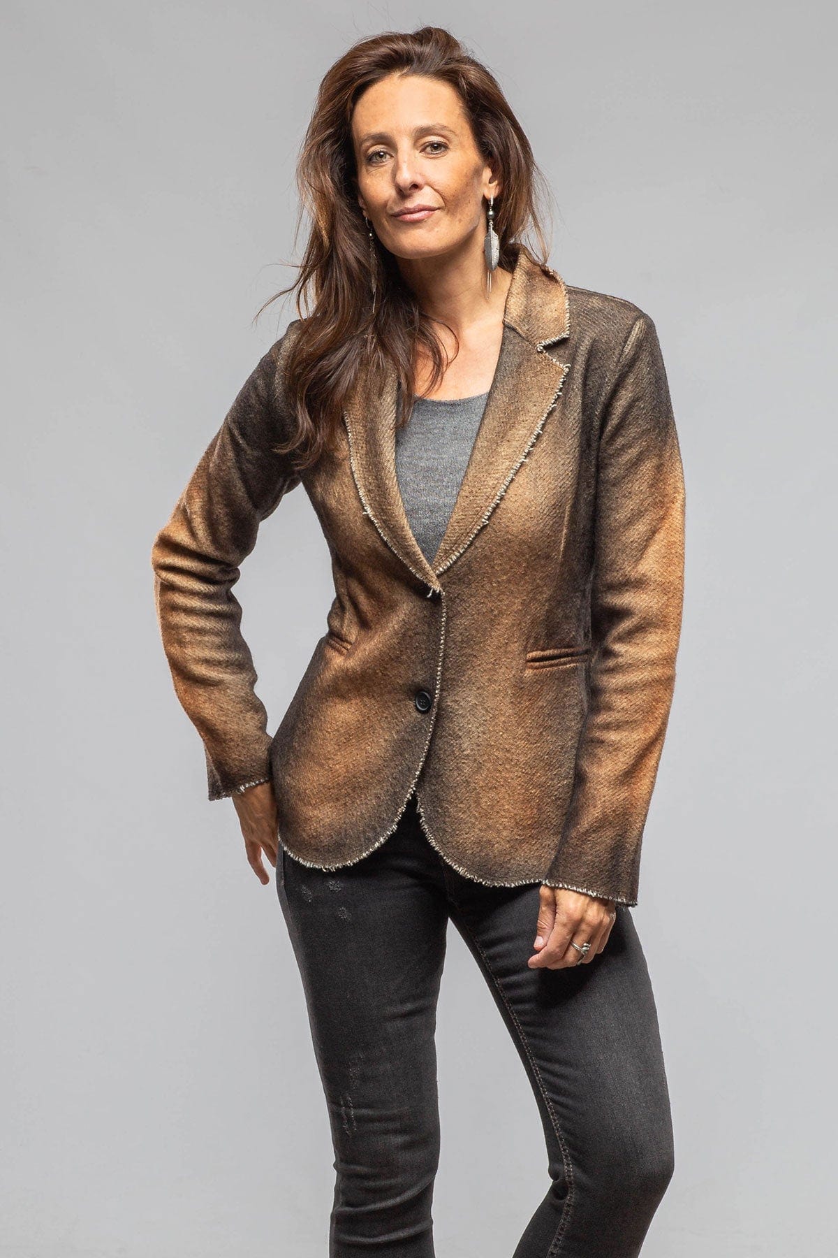 Davi Raw Edge Painted Blazer In Antelope - AXEL'S