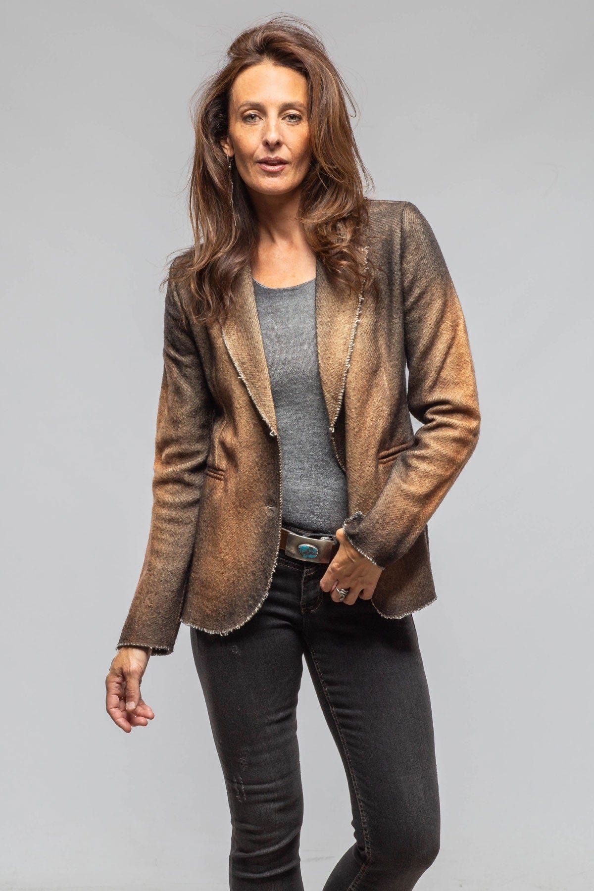 Davi Raw Edge Painted Blazer In Antelope - AXEL'S
