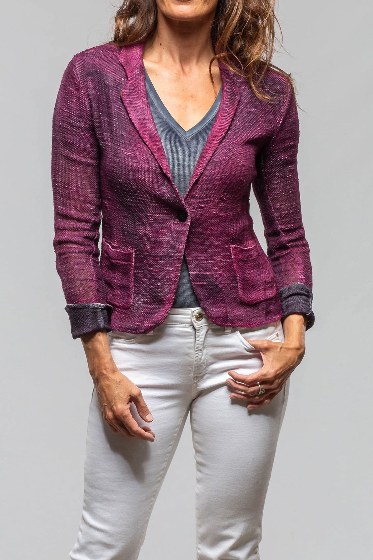 Ercole Linen Jacket Dark Sichuan Fucsia - AXEL'S