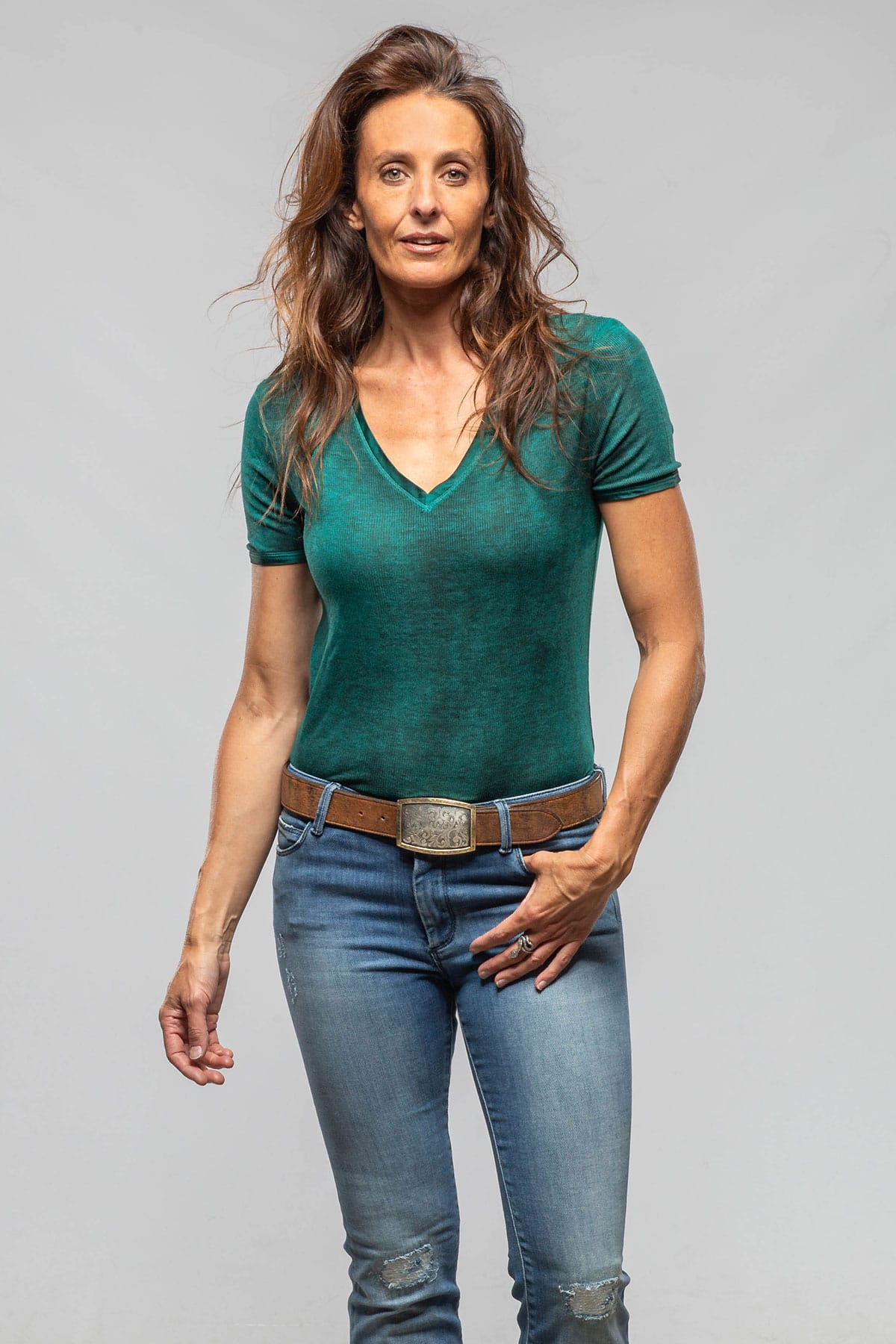 Avant Toi Forio Tee In Dark Mint Ladies - Tops